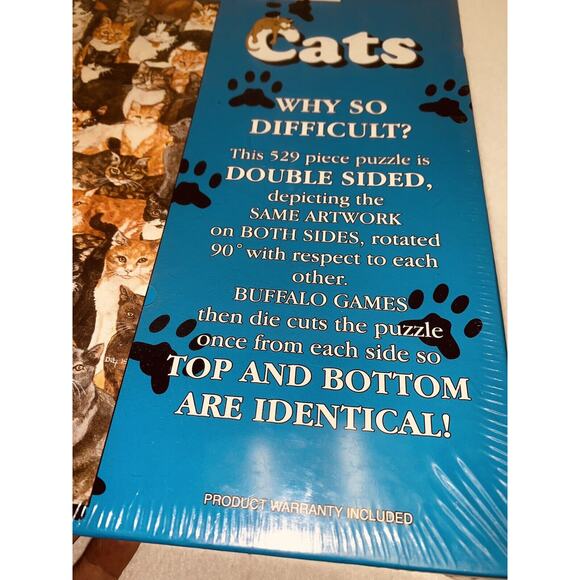 Vtg Cats Worlds Most Difficult Jigsaw Puzzle Double Sided 529 Pieces 1995 Sealed - Picture 3 of 9